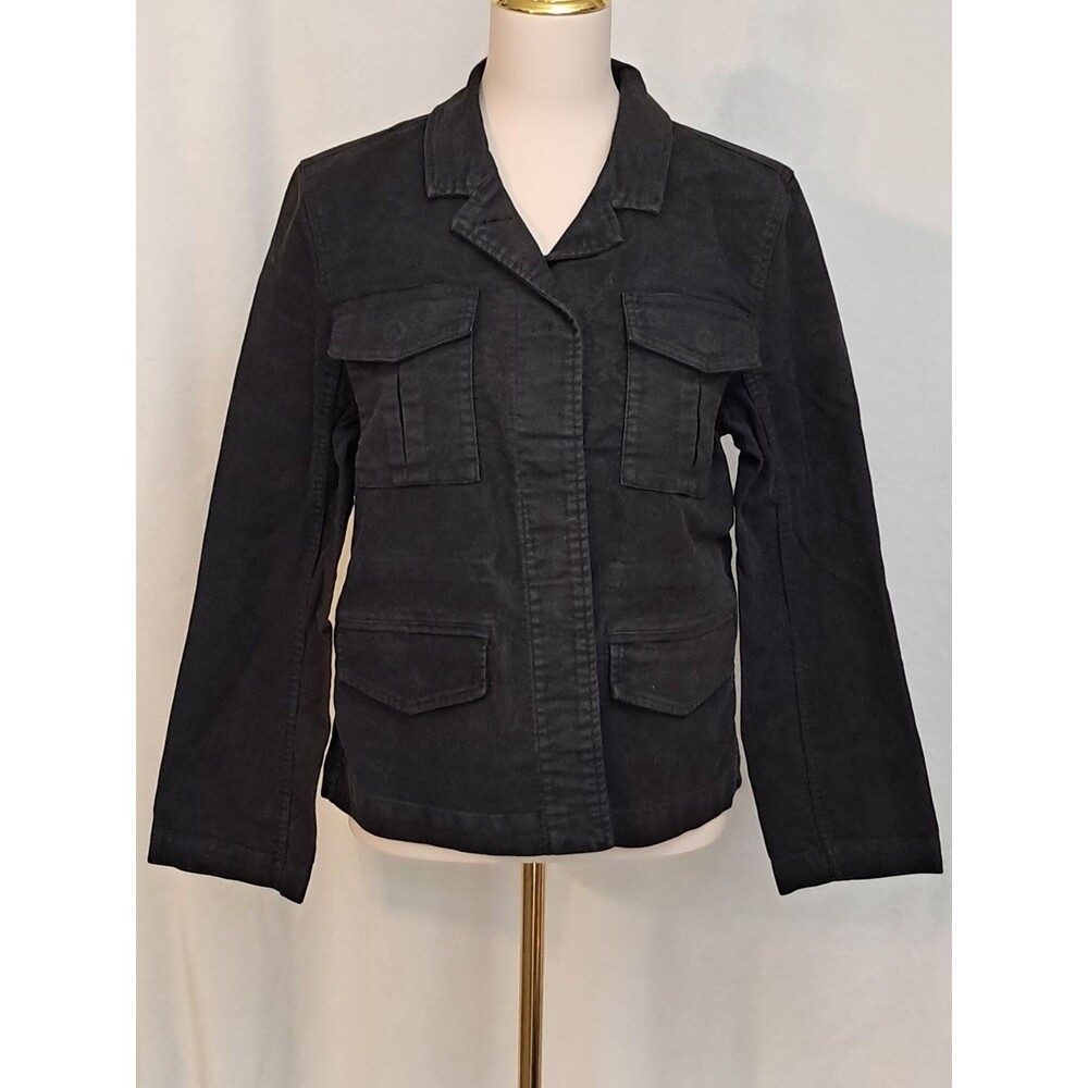 NEW J. Crew Size 8 Utility Chore Jacket In Brushed Chino Black Faded Look CN062